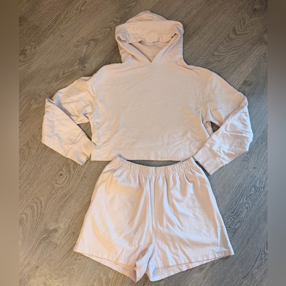 Brunette The Label Tops - Brunette the Label Cropped Hoodie & Shorts Set